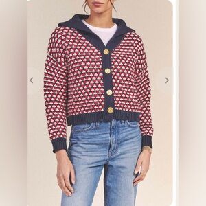 Trovata Birds of Paradise Large Savannah cardigan sweater wide collar NWOT